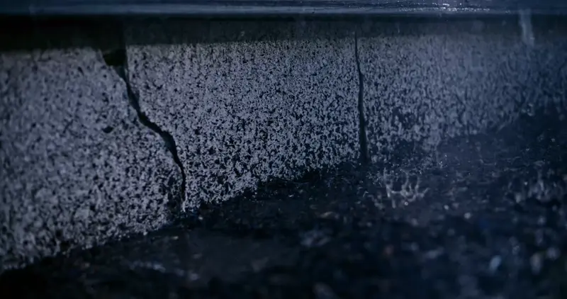 Water pooling around the foundation of a house leading to cracks